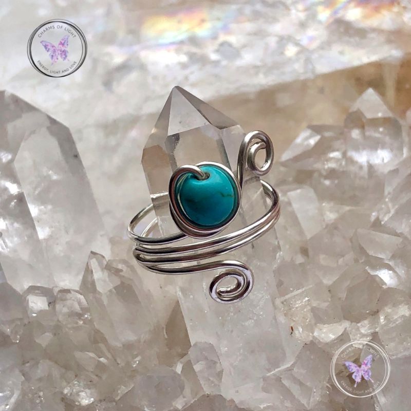 Turquoise Sterling Silver Wire Wrapped Ring